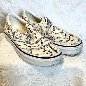 Vans x Harry Potter Classic Slip-On 'Marauder's Map' Sneakers, Size 7.5